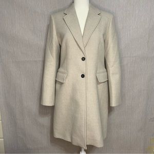 ZARA Beige Single Breasted Long Coat | Manteco Italian Fabrics | Size Large